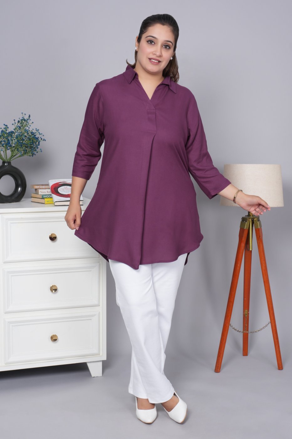 Dark purple rayon flare top [ 100% Rayon, Liva Certified ] - Rayon flare top