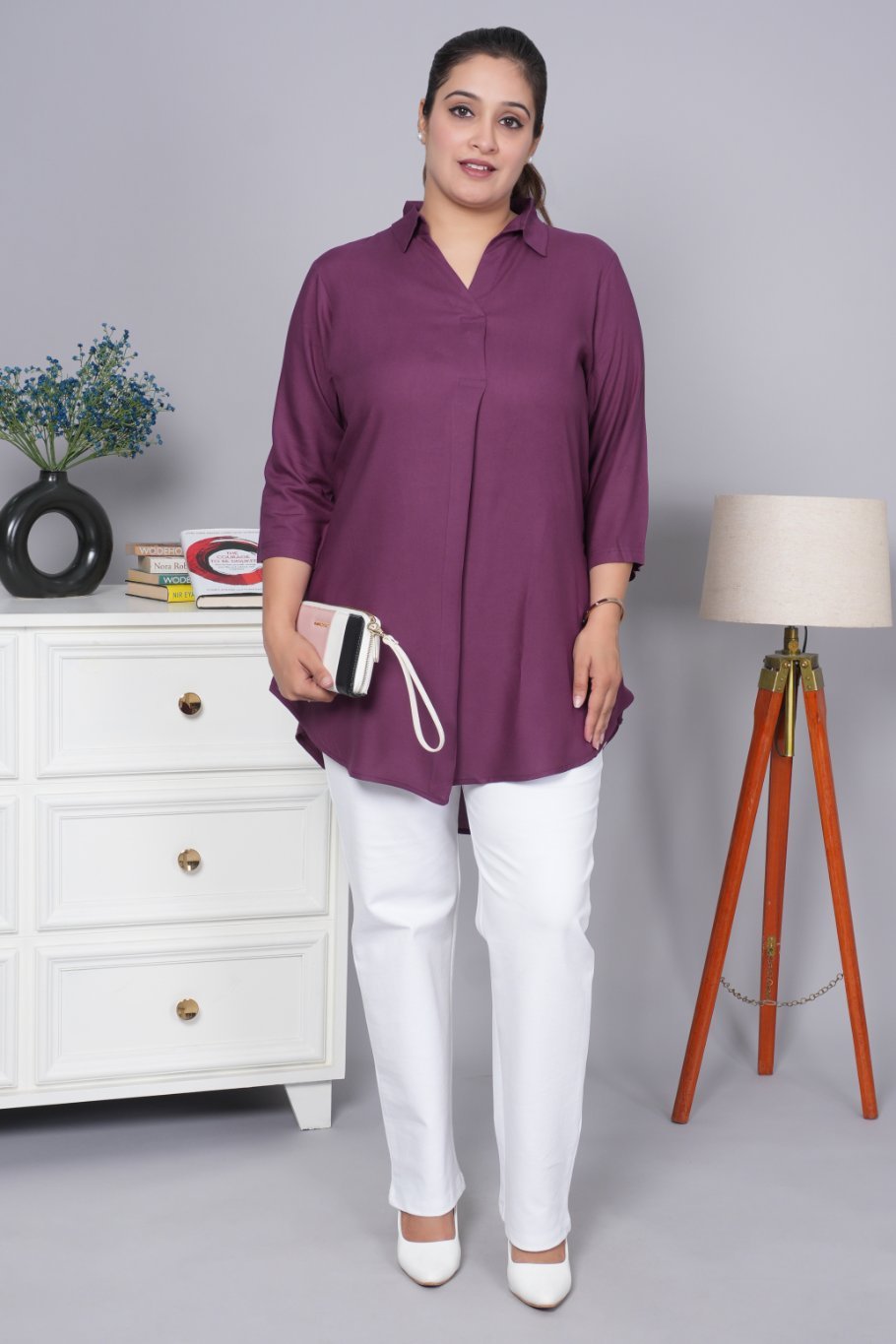 Dark purple rayon flare top [ 100% Rayon, Liva Certified ] - Rayon flare top