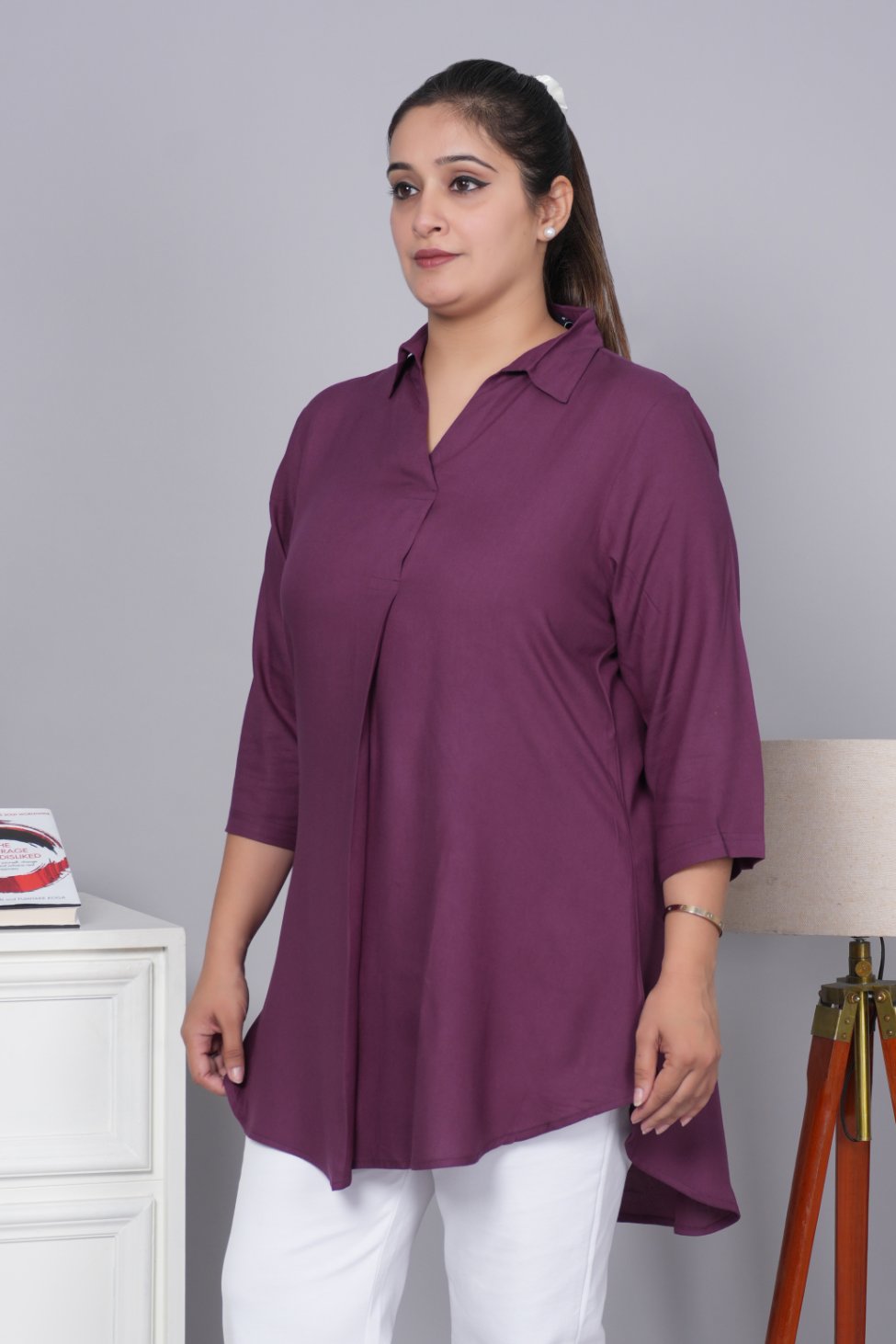 Dark purple rayon flare top [ 100% Rayon, Liva Certified ] - Rayon flare top