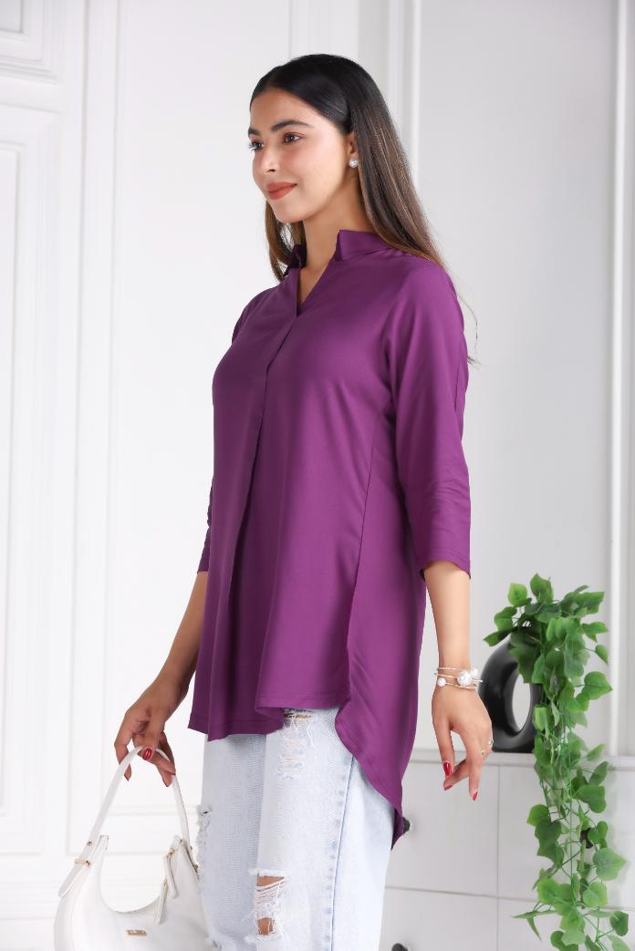 Dark purple rayon flare top [ 100% Rayon, Liva Certified ] - Rayon flare top