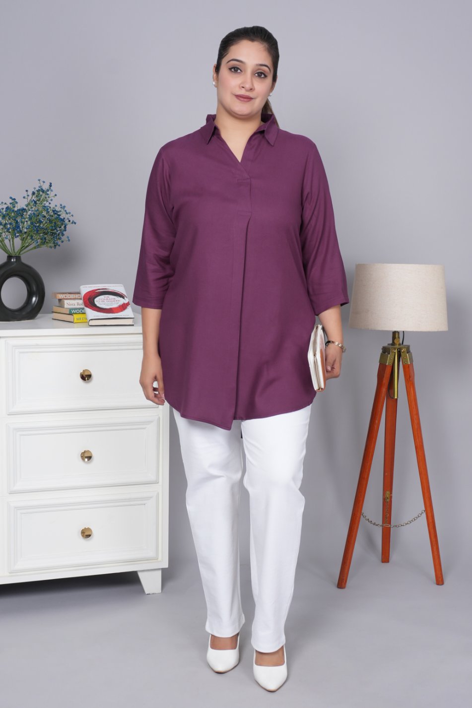 Dark purple rayon flare top [ 100% Rayon, Liva Certified ] - Rayon flare top