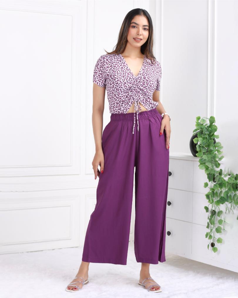 Dark purple rayon palazzo [ 100% Rayon, Liva Certified ] - Palazzo