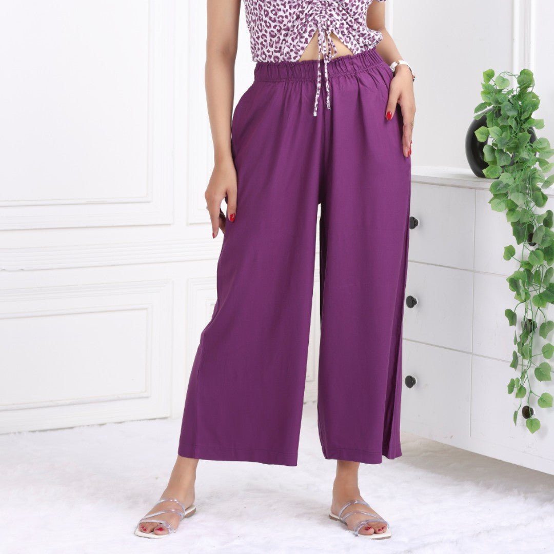 Dark purple rayon palazzo [ 100% Rayon, Liva Certified ] - Palazzo