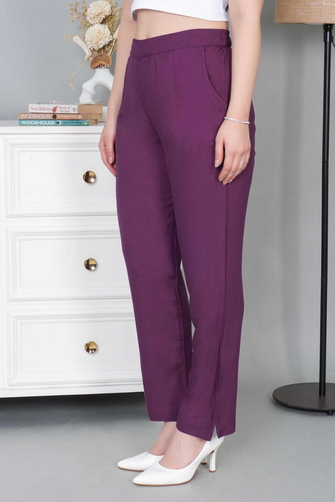 Dark purple rayon pant [ 100% Rayon, Liva Certified ] - Rayon pants