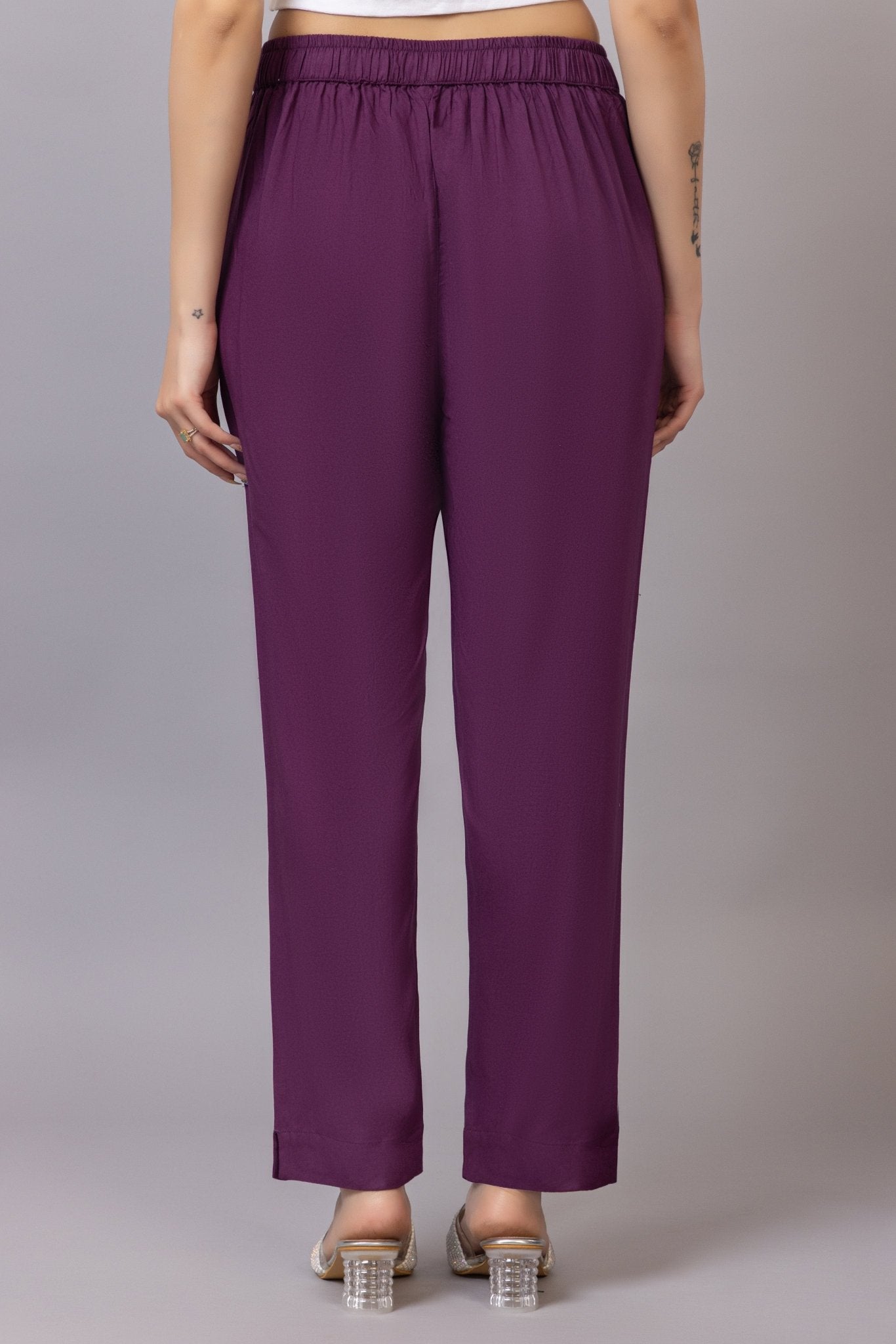 Dark purple rayon pant [ 100% Rayon, Liva Certified ] - Rayon pants