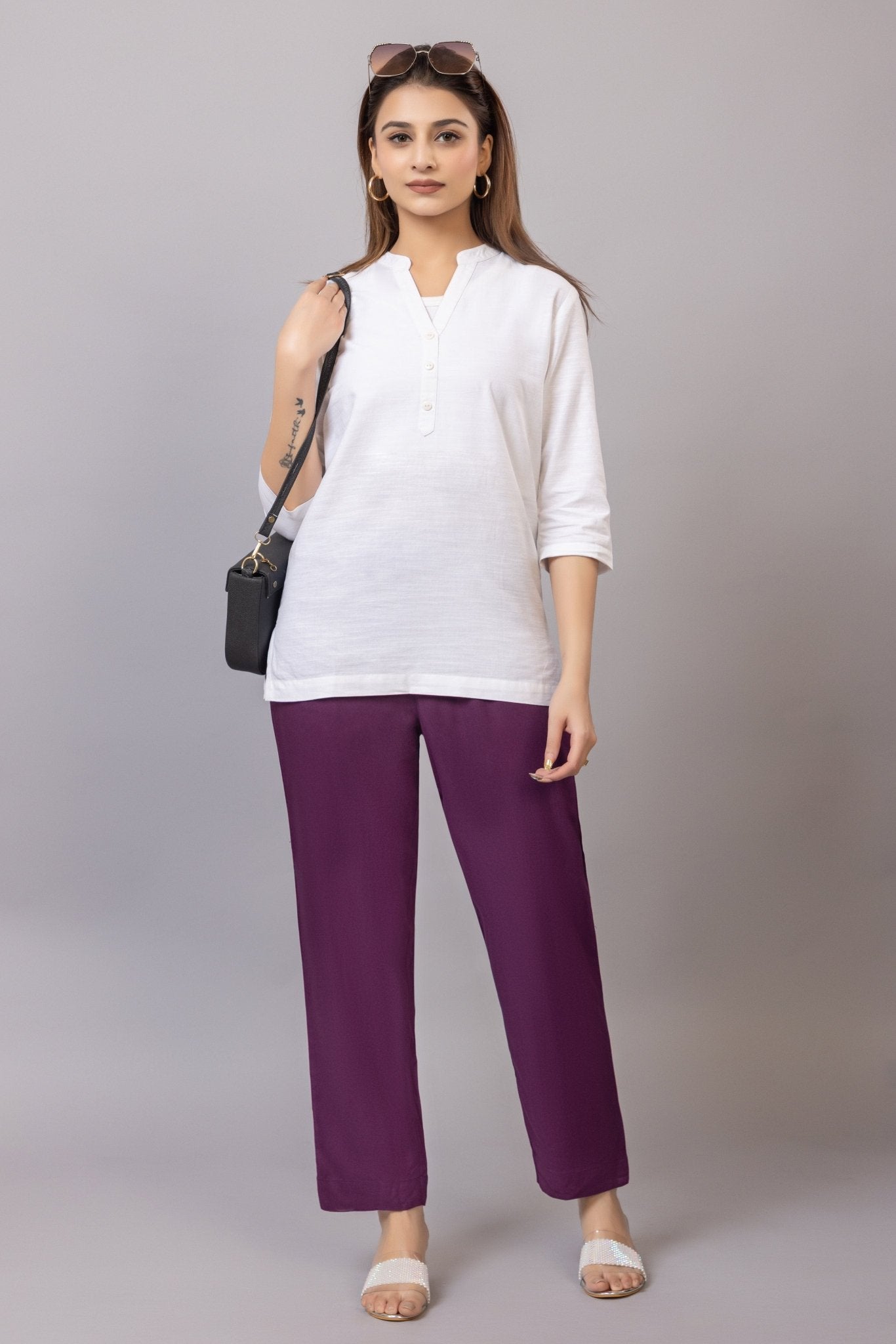 Dark purple rayon pant [ 100% Rayon, Liva Certified ] - Rayon pants