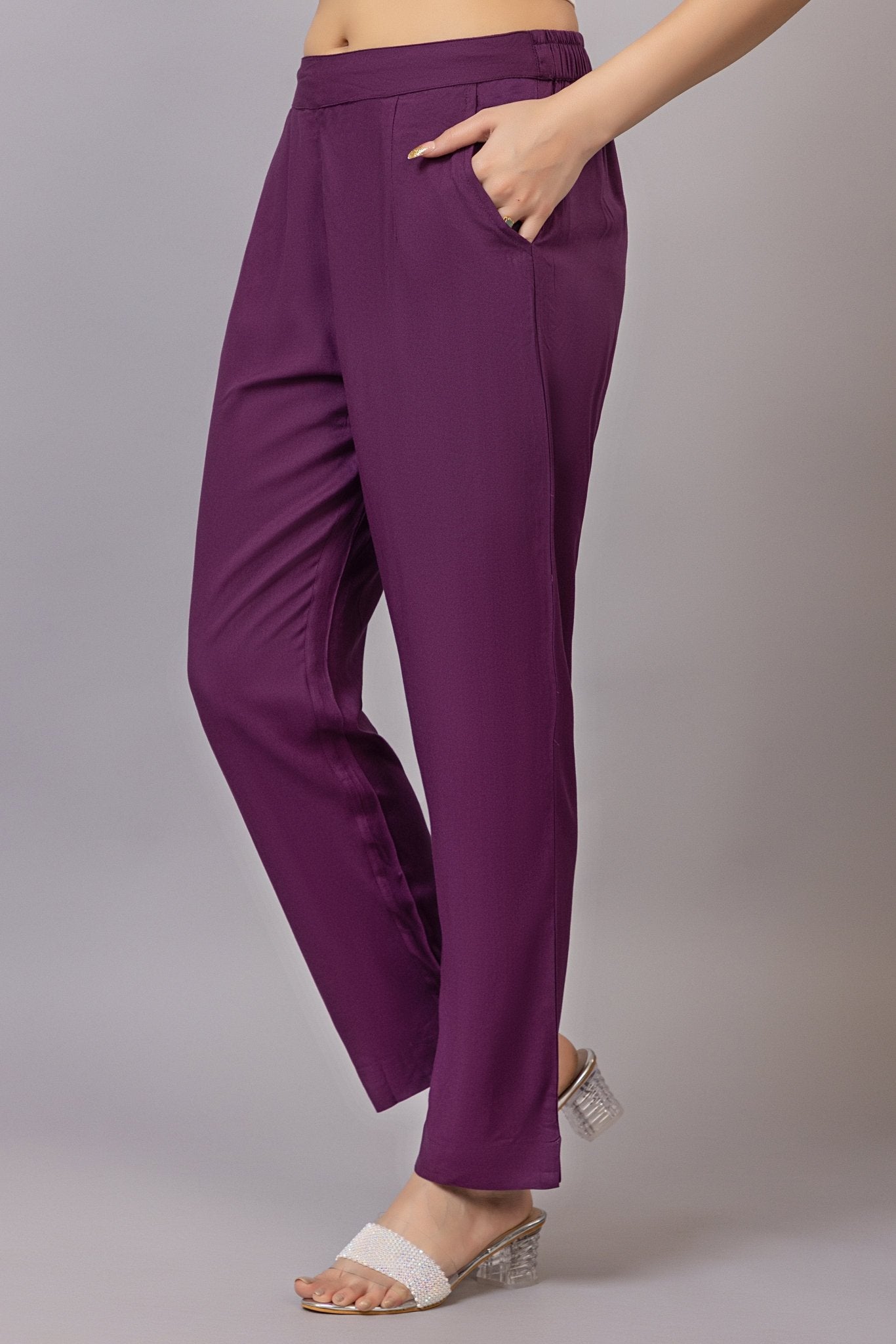 Dark purple rayon pant [ 100% Rayon, Liva Certified ] - Rayon pants