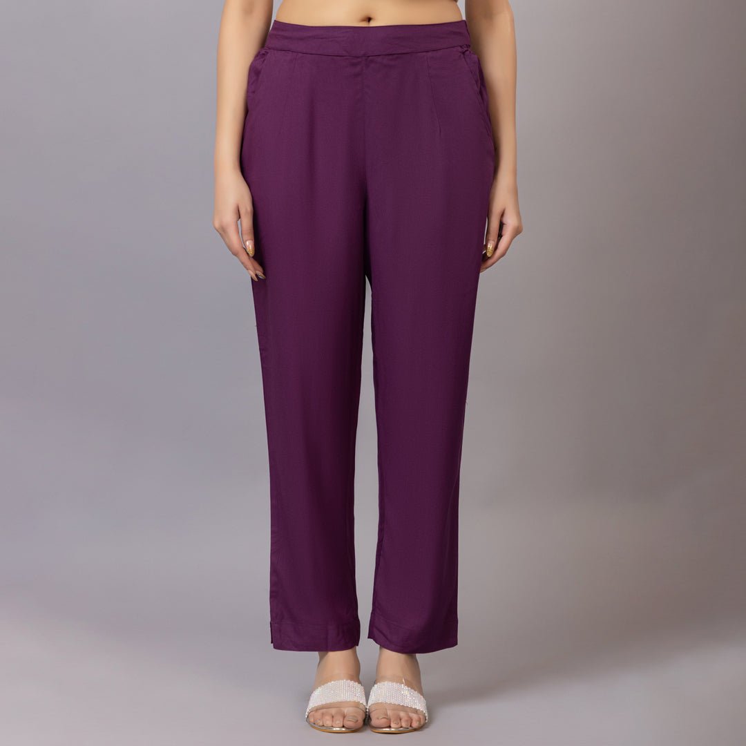 Dark purple rayon pant [ 100% Rayon, Liva Certified ] - Rayon pants