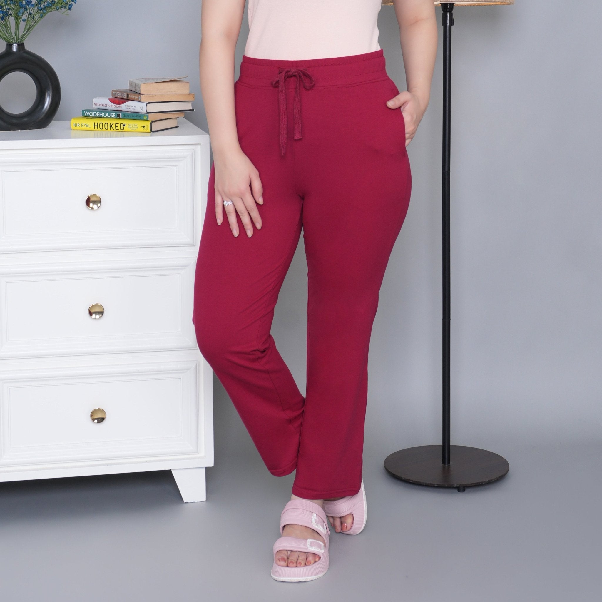 Dark rose all day home pants with extra comfort. [100% USA HQ Cotton Lycra] - All day home pant