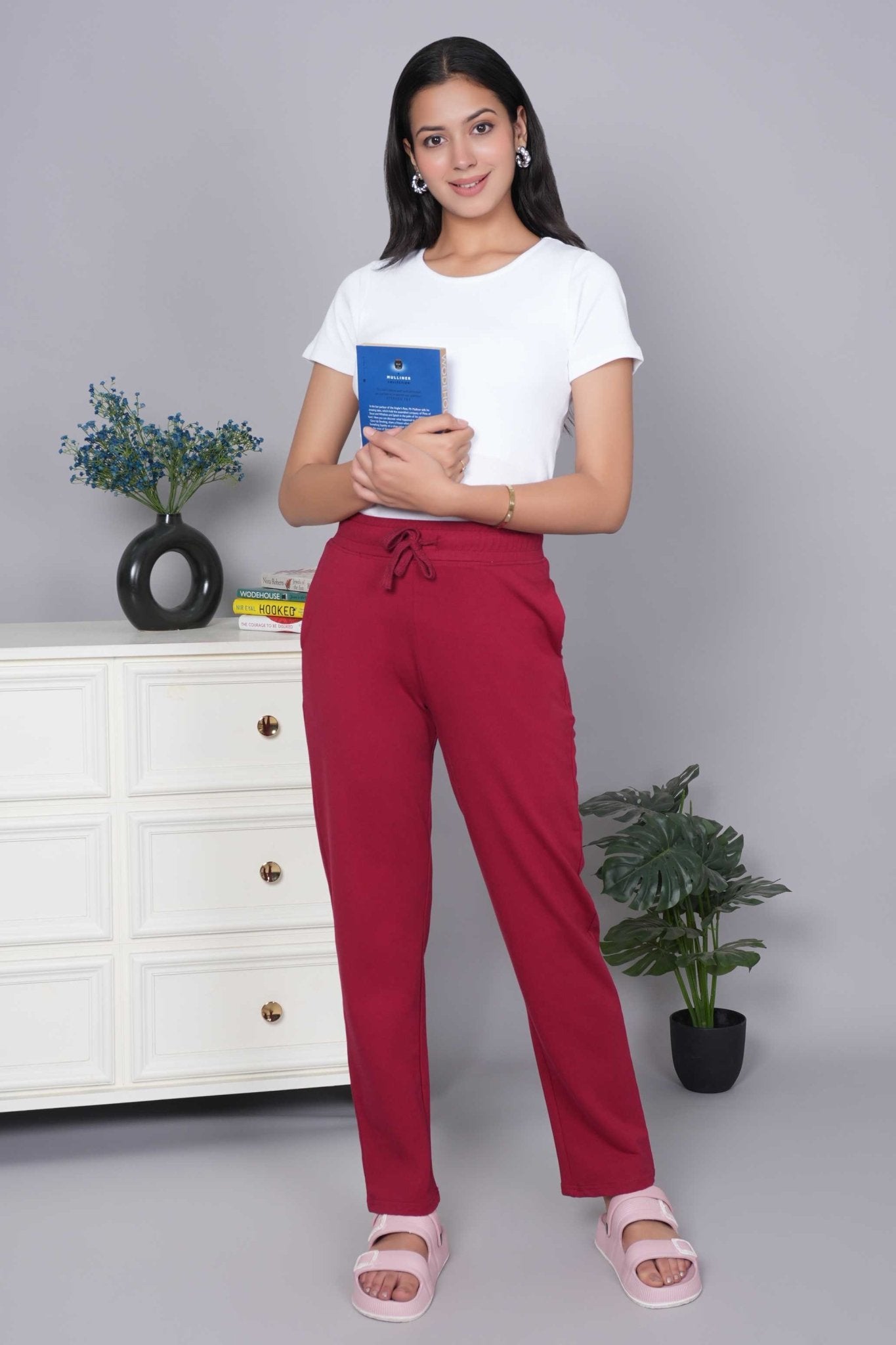 Dark rose all day home pants with extra comfort. [100% USA HQ Cotton Lycra] - All day home pant