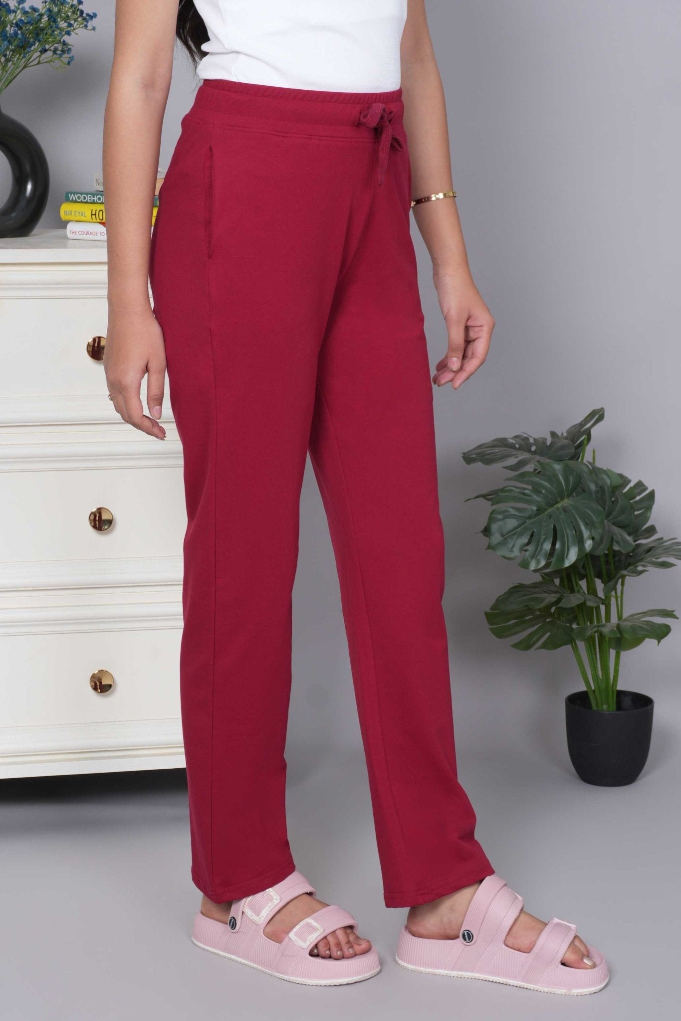 Dark rose all day home pants with extra comfort. [100% USA HQ Cotton Lycra] - All day home pant