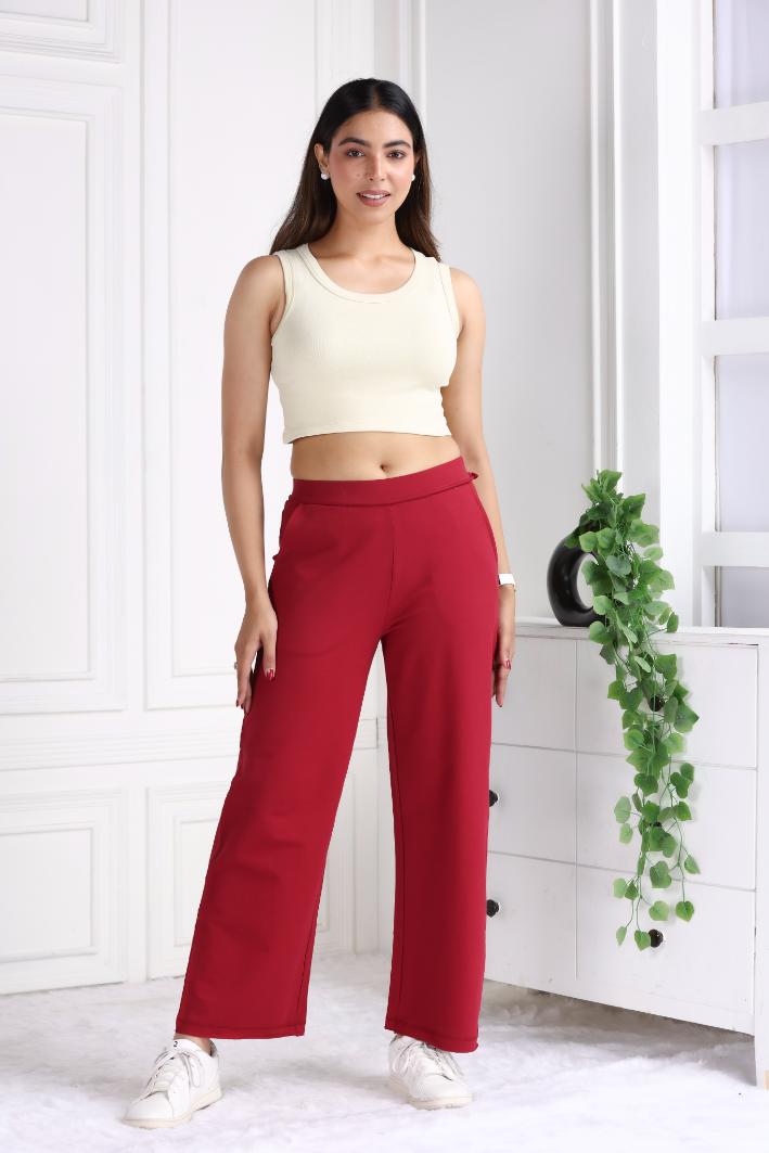 Dark rose all day wide flare pants with extra comfort. [100% USA HQ Cotton Lycra] extra flare. - All day wide flare pant