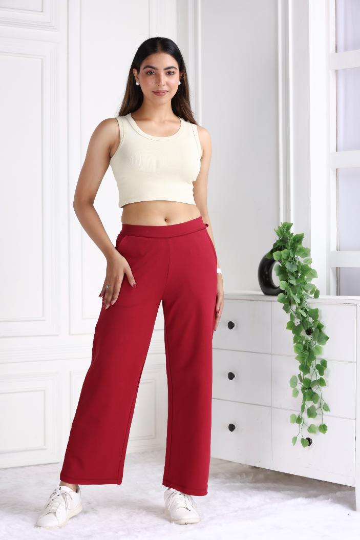 Dark rose all day wide flare pants with extra comfort. [100% USA HQ Cotton Lycra] extra flare. - All day wide flare pant