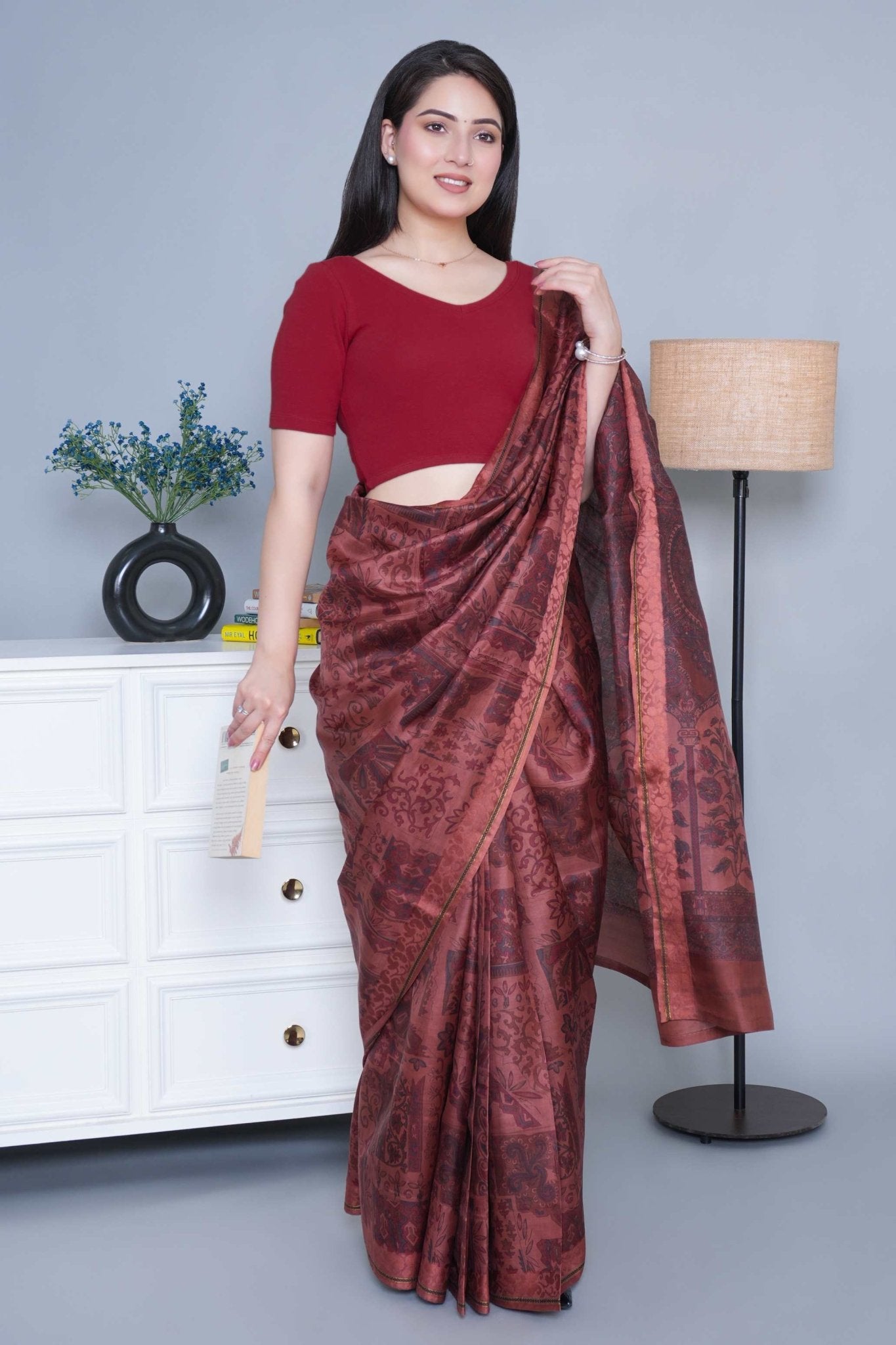 Dark Rose Rib Blouse [ 100% USA HQ Cotton, 280 GSM non transparent fabric ] - Rib blouse