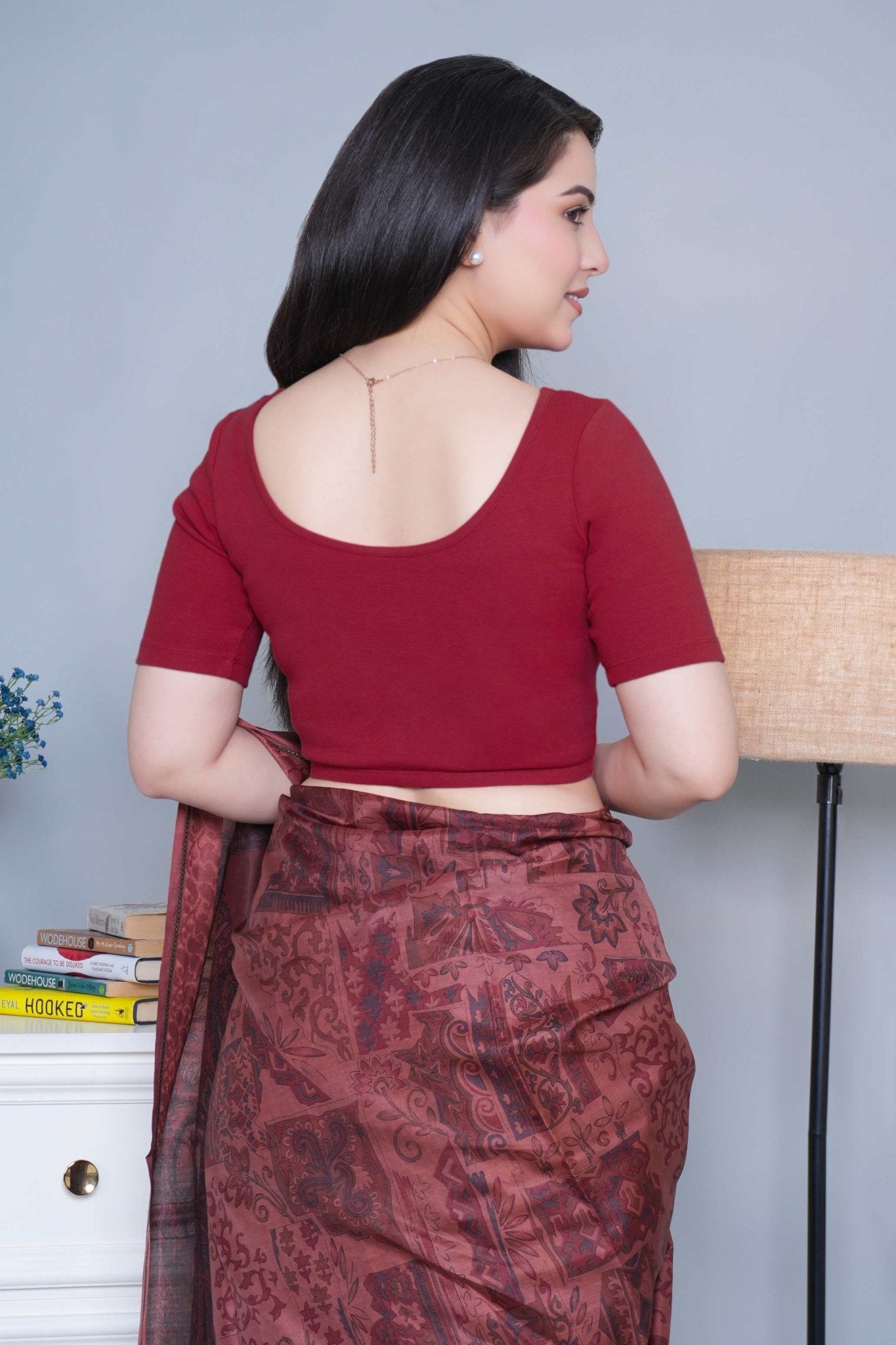 Dark Rose Rib Blouse [ 100% USA HQ Cotton, 280 GSM non transparent fabric ] - Rib blouse