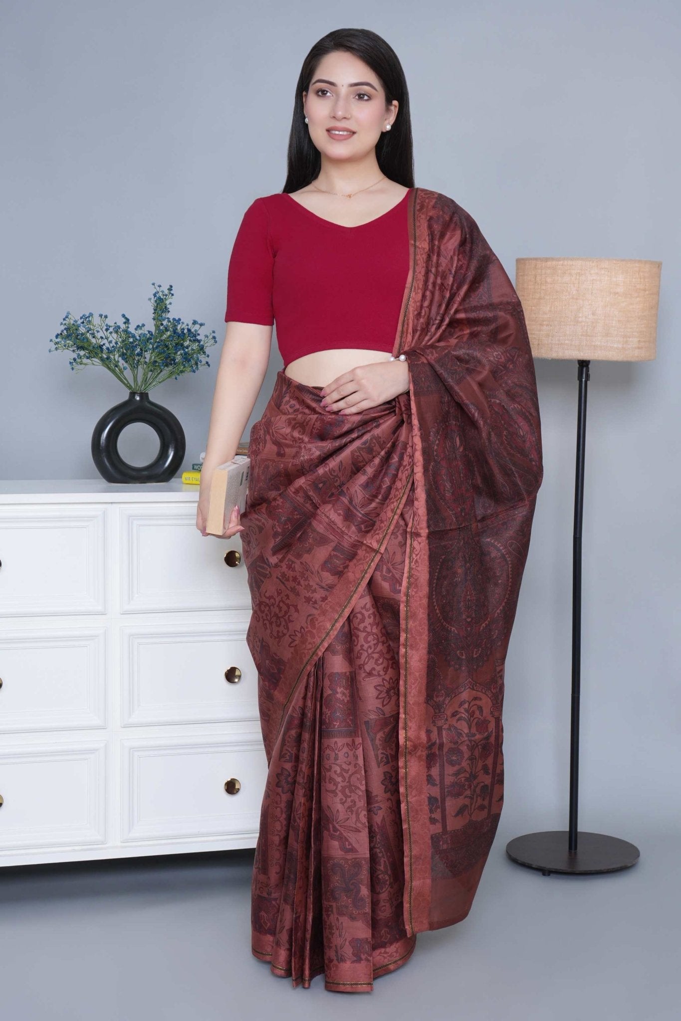 Dark Rose Rib Blouse [ 100% USA HQ Cotton, 280 GSM non transparent fabric ] - Rib blouse