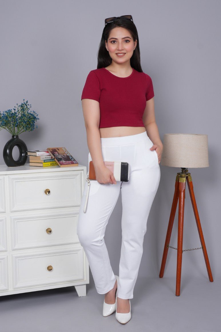 Dark Rose Rib Crop T Shirt [ 100% USA HQ Cotton, 280 GSM non transparent fabric ] - Rib crop t shirt