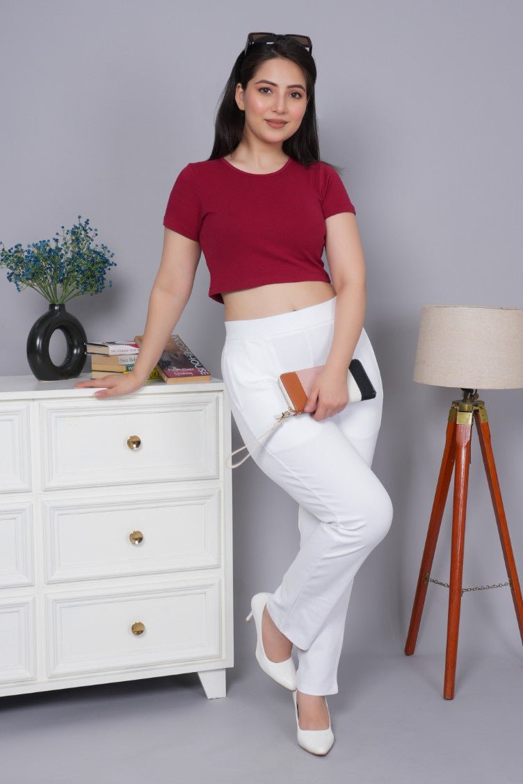 Dark Rose Rib Crop T Shirt [ 100% USA HQ Cotton, 280 GSM non transparent fabric ] - Rib crop t shirt
