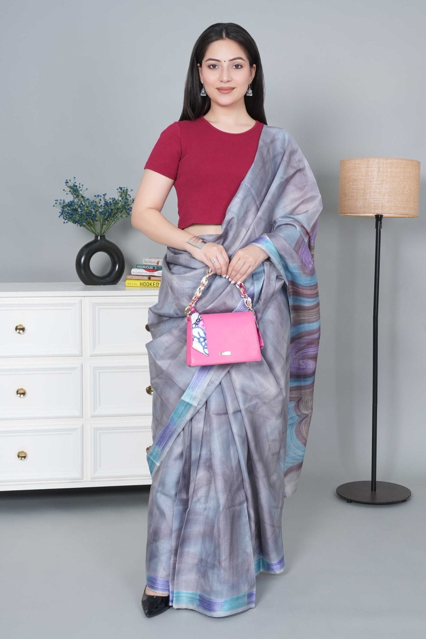 Dark rose Rib Crop Tshirt Blouse [ 100% USA HQ Cotton, 280 GSM non transparent fabric ] - Rib crop tshirt blouse