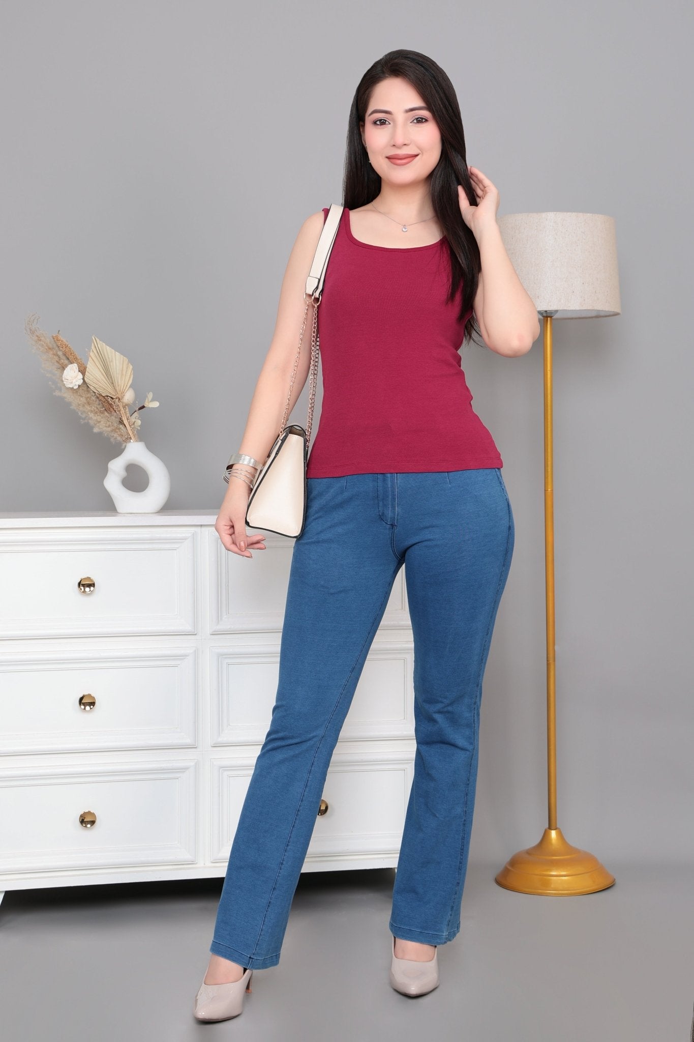 Dark rose square neck tank top [ 280 GSM non transparent fabric ] -Rib top