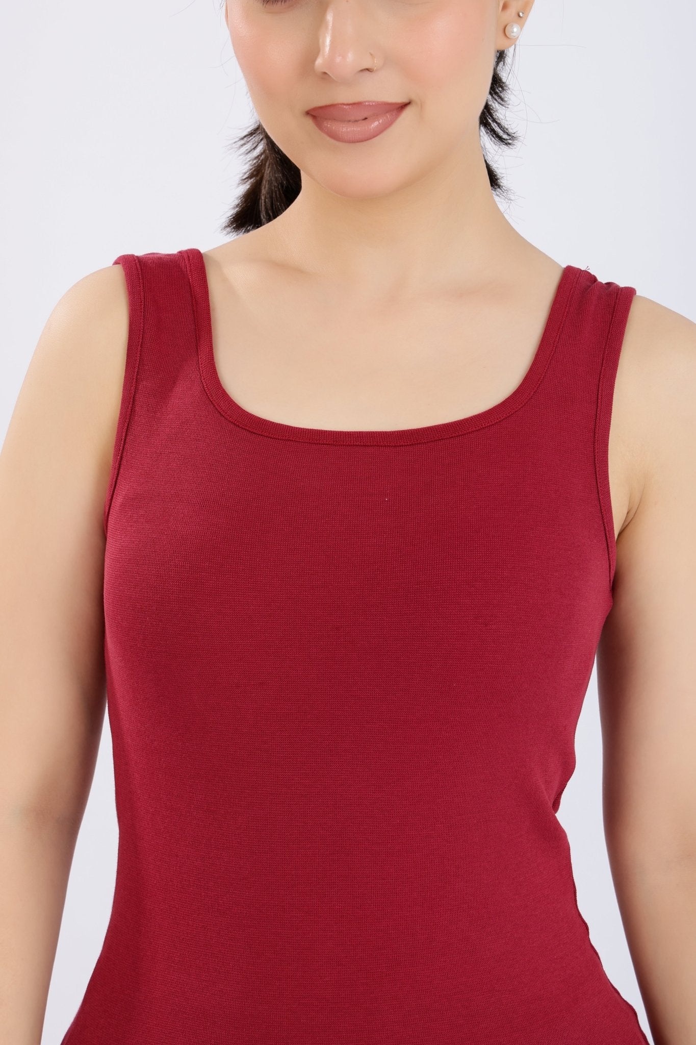 Dark rose square neck tank top [ 280 GSM non transparent fabric ] -Rib top