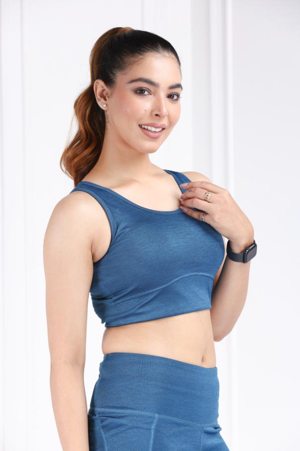 Denim Melange All Day Mid Impact Luxury Active Bra - Active bra