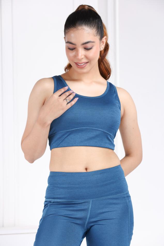 Denim Melange All Day Mid Impact Luxury Active Bra - Active bra