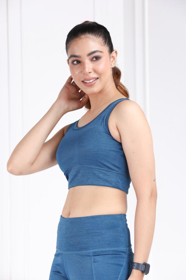 Denim Melange All Day Mid Impact Luxury Active Bra - Active bra