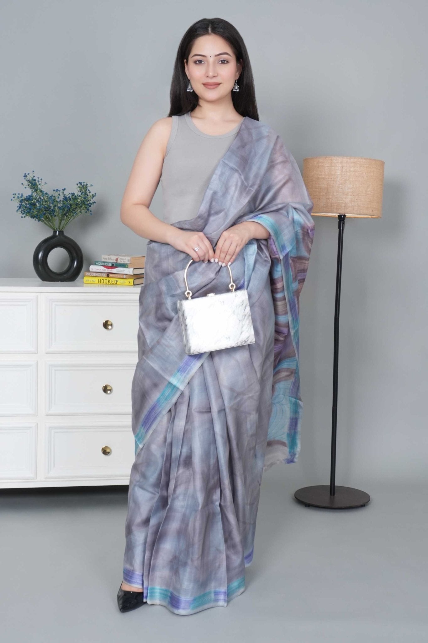 Elephant grey Rib Crop Blouse [ 100% USA HQ Cotton, 280 GSM non transparent fabric ] - Rib crop blouse