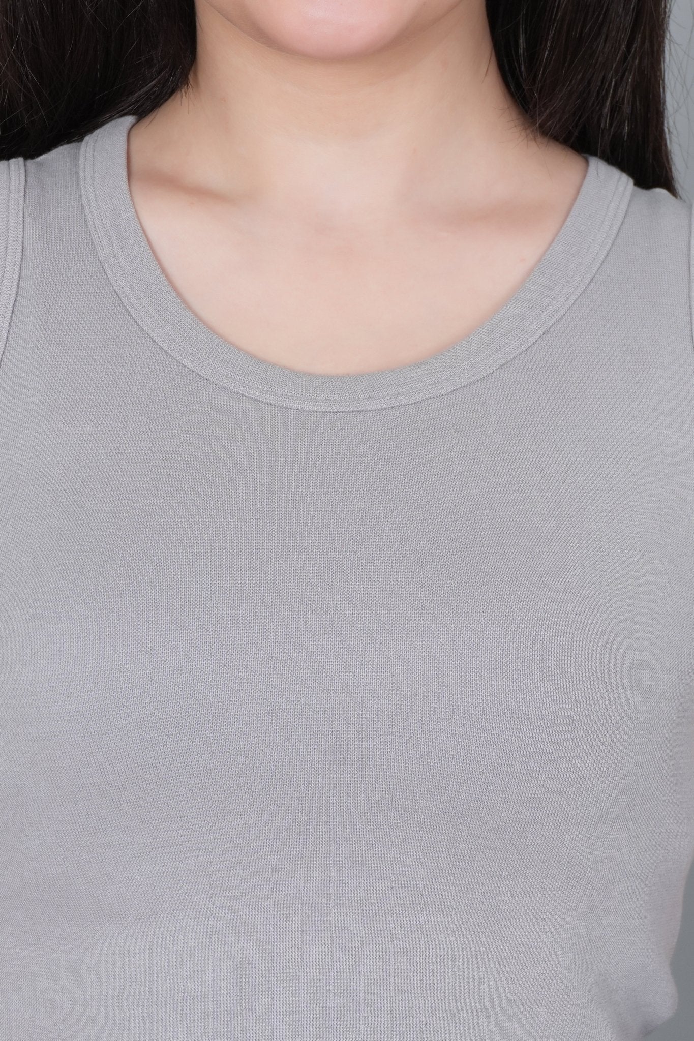 Elephant grey Rib Crop Blouse [ 100% USA HQ Cotton, 280 GSM non transparent fabric ] - Rib crop blouse