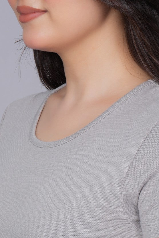 Elephant Grey Rib Crop T Shirt [ 100% USA HQ Cotton, 280 GSM non transparent fabric ] - Rib crop t shirt