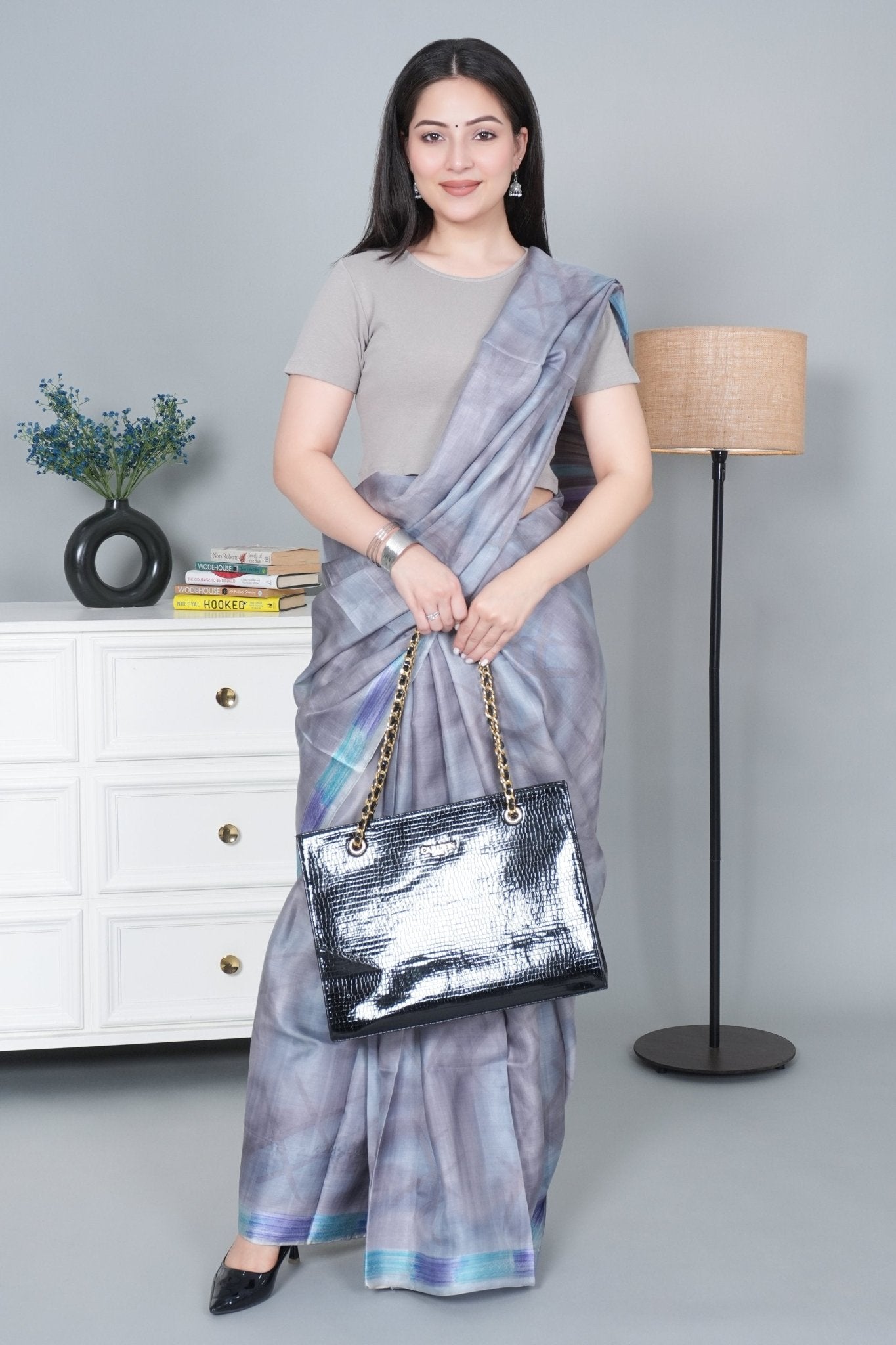 Elephant Grey Rib Crop Tshirt Blouse [ 100% USA HQ Cotton, 280 GSM non transparent fabric ] - Rib crop tshirt blouse