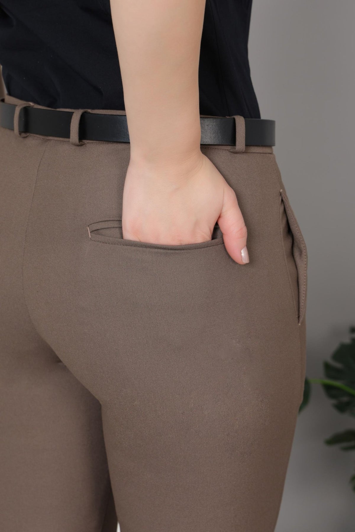 Espresso formal pants with spandex [Straight fit] -Woven formal pants