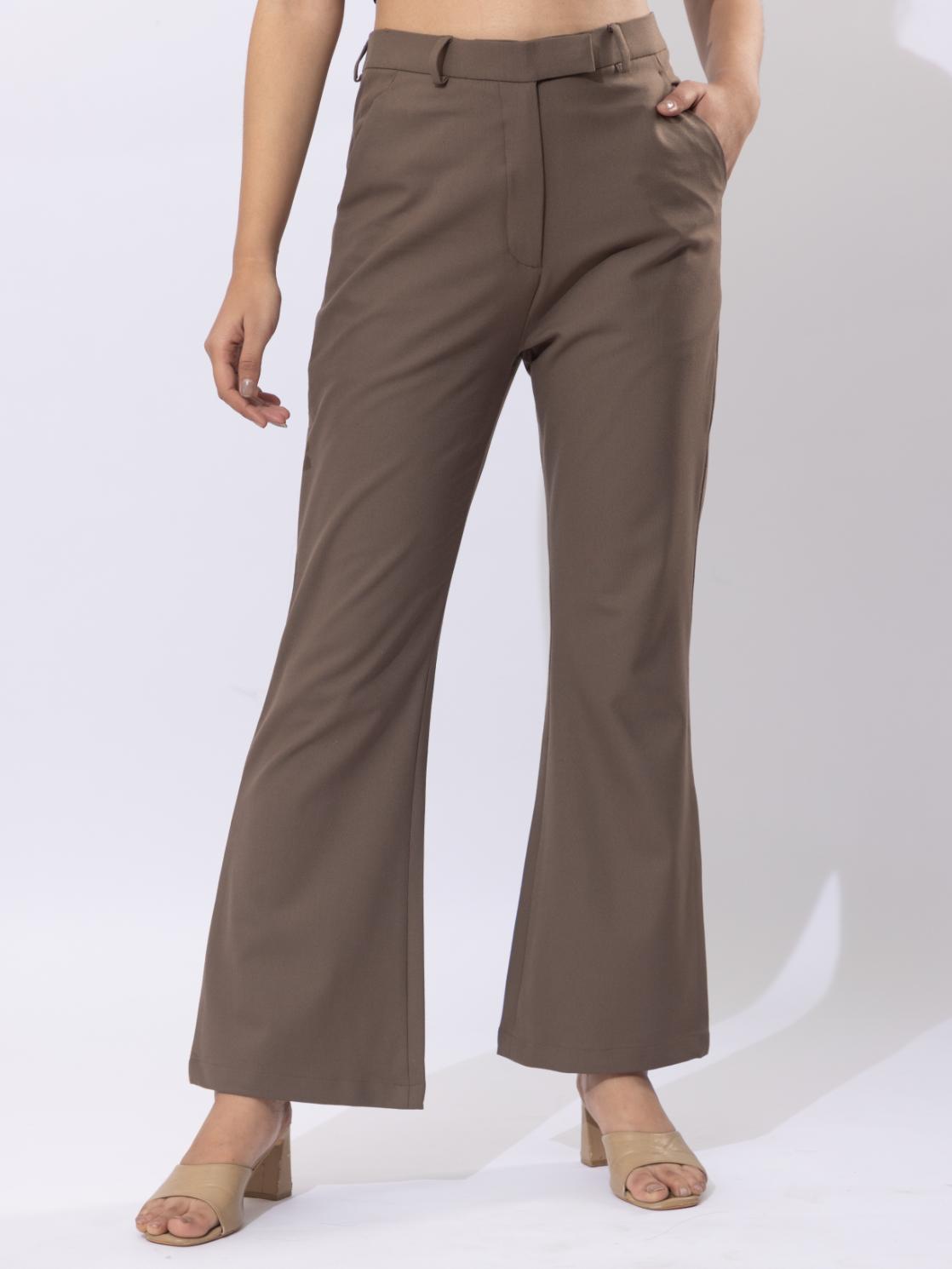 Espresso high waist formal flare pants with spandex [Bootcut flare] - Formal flare pants