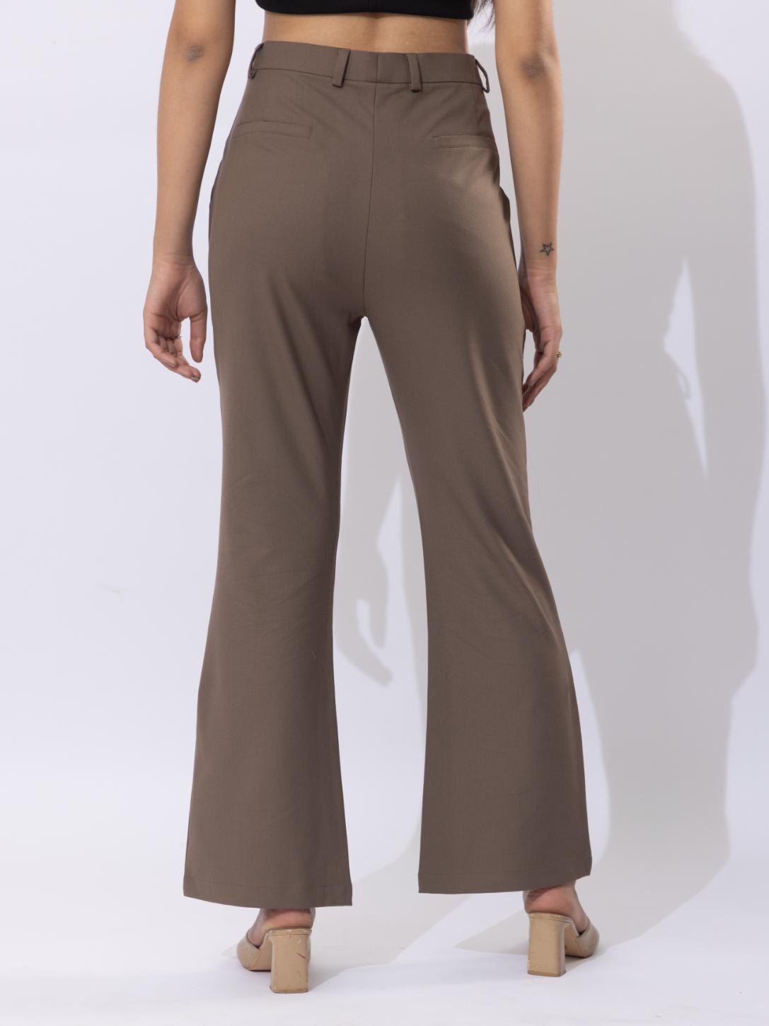 Espresso high waist formal flare pants with spandex [Bootcut flare] - Formal flare pants