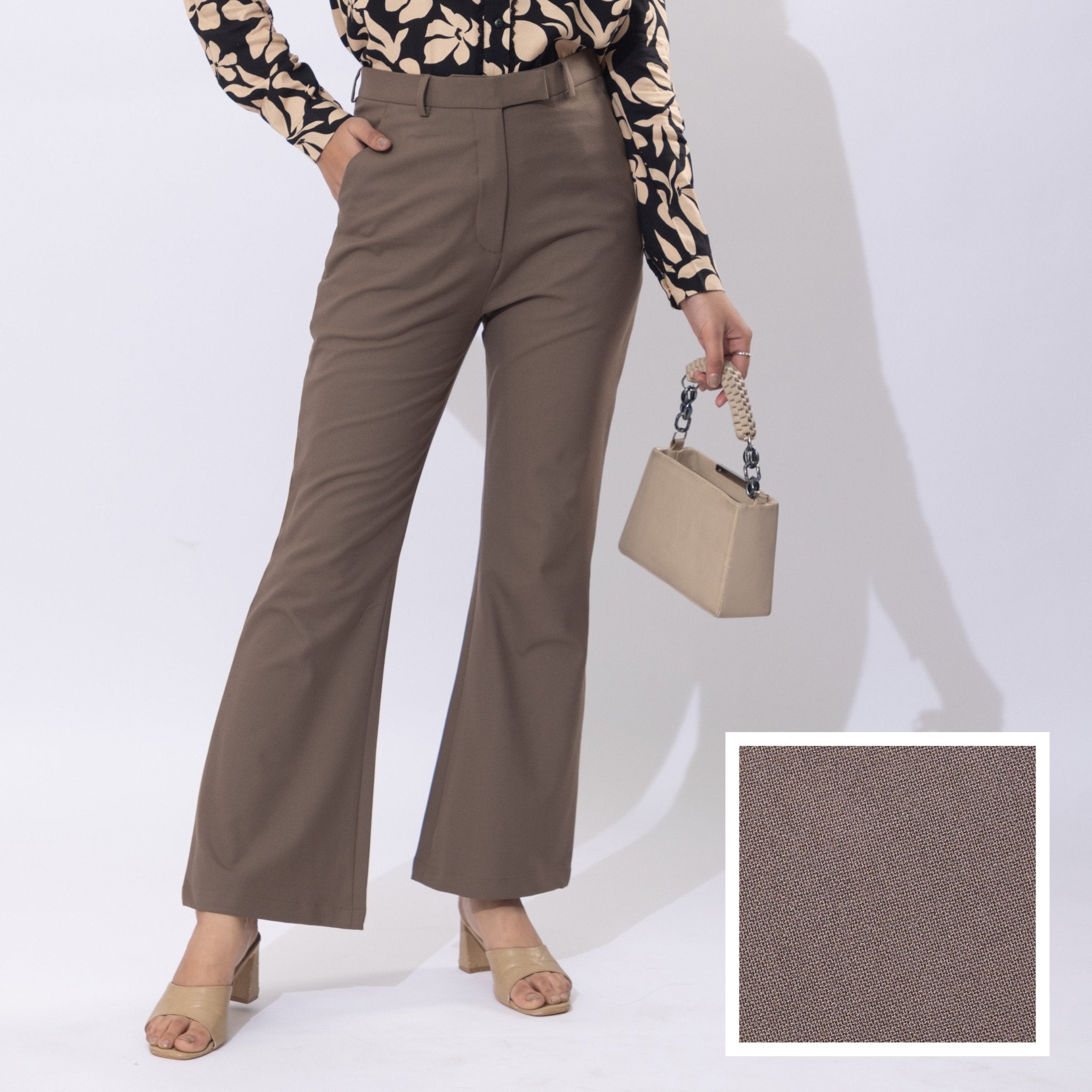 Espresso high waist formal flare pants with spandex [Bootcut flare] - Formal flare pants
