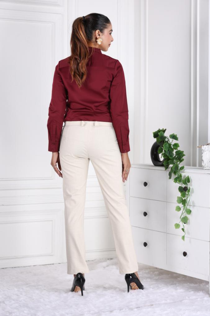 Fawm melange woven formal pants with spandex [Straight fit] - Woven formal pants