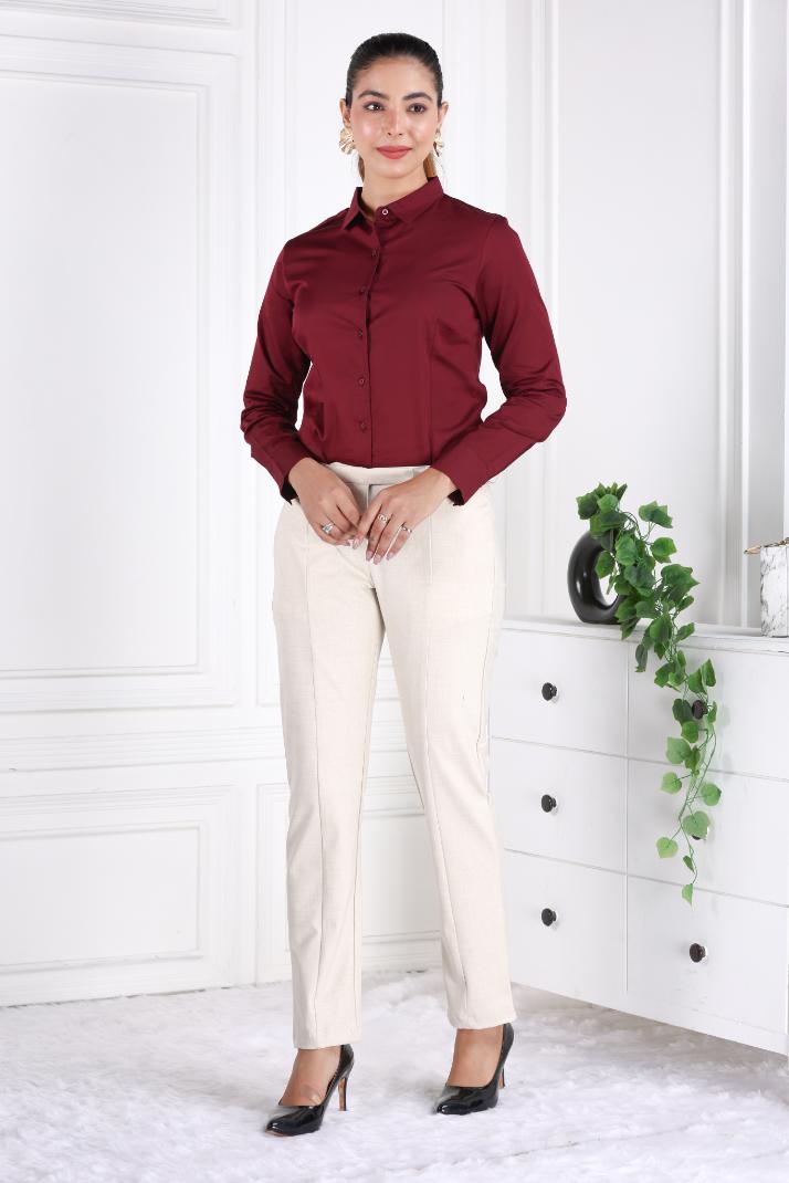 Fawm melange woven formal pants with spandex [Straight fit] - Woven formal pants