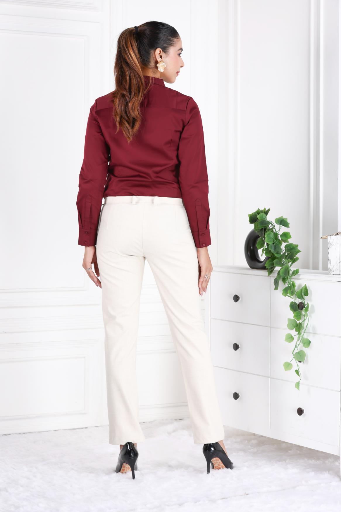 Fawm melange woven formal pants with spandex [Straight fit] - Woven formal pants