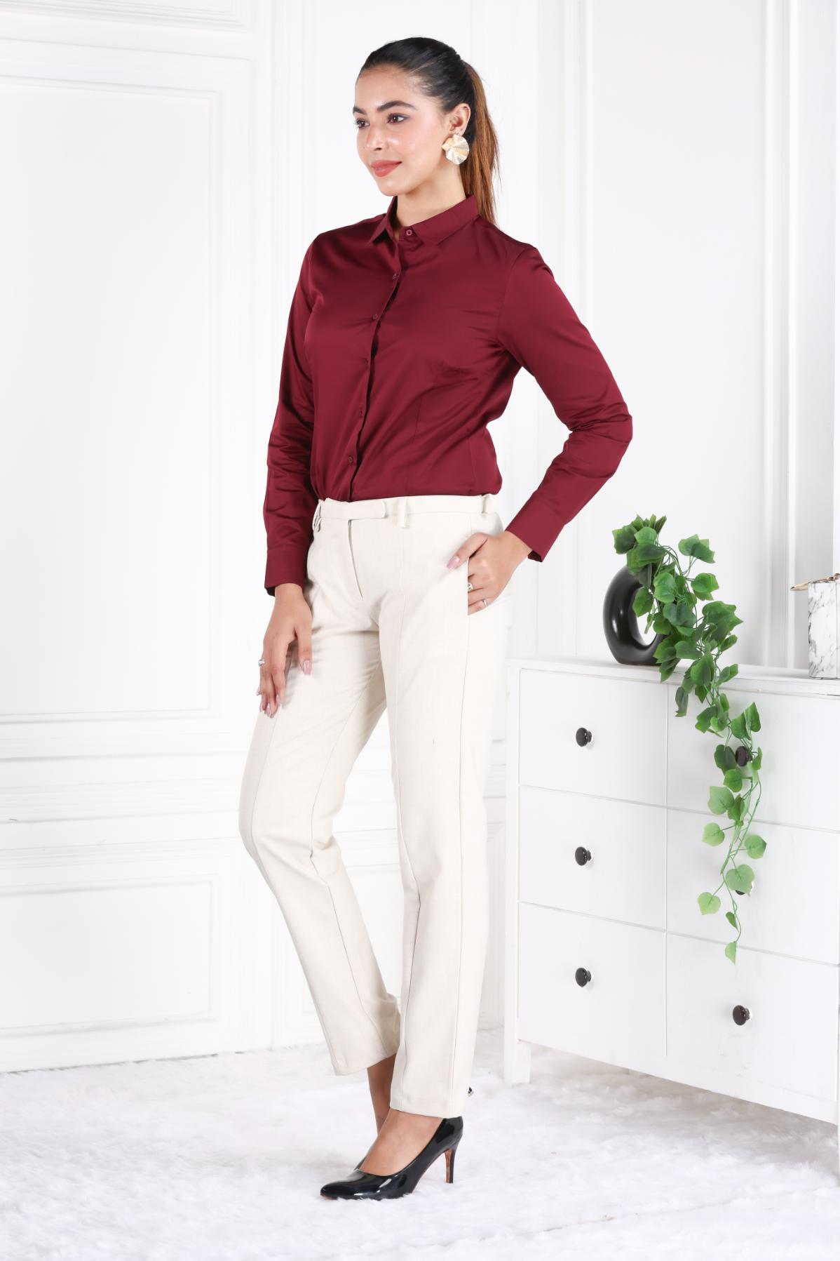 Fawm melange woven formal pants with spandex [Straight fit] - Woven formal pants