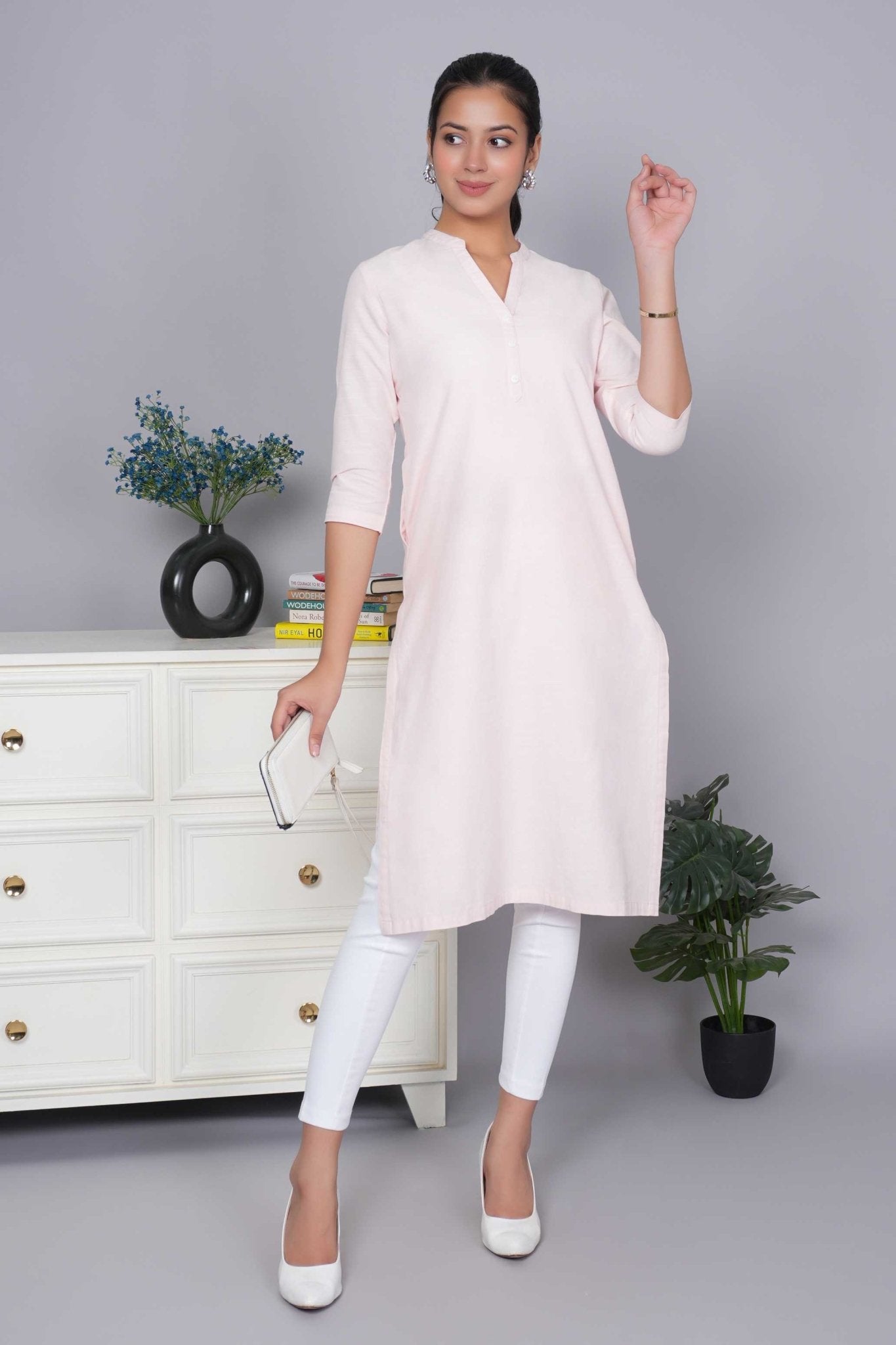 Flamingo pink 100% Premium Cotton Long Kurta - Long kurta