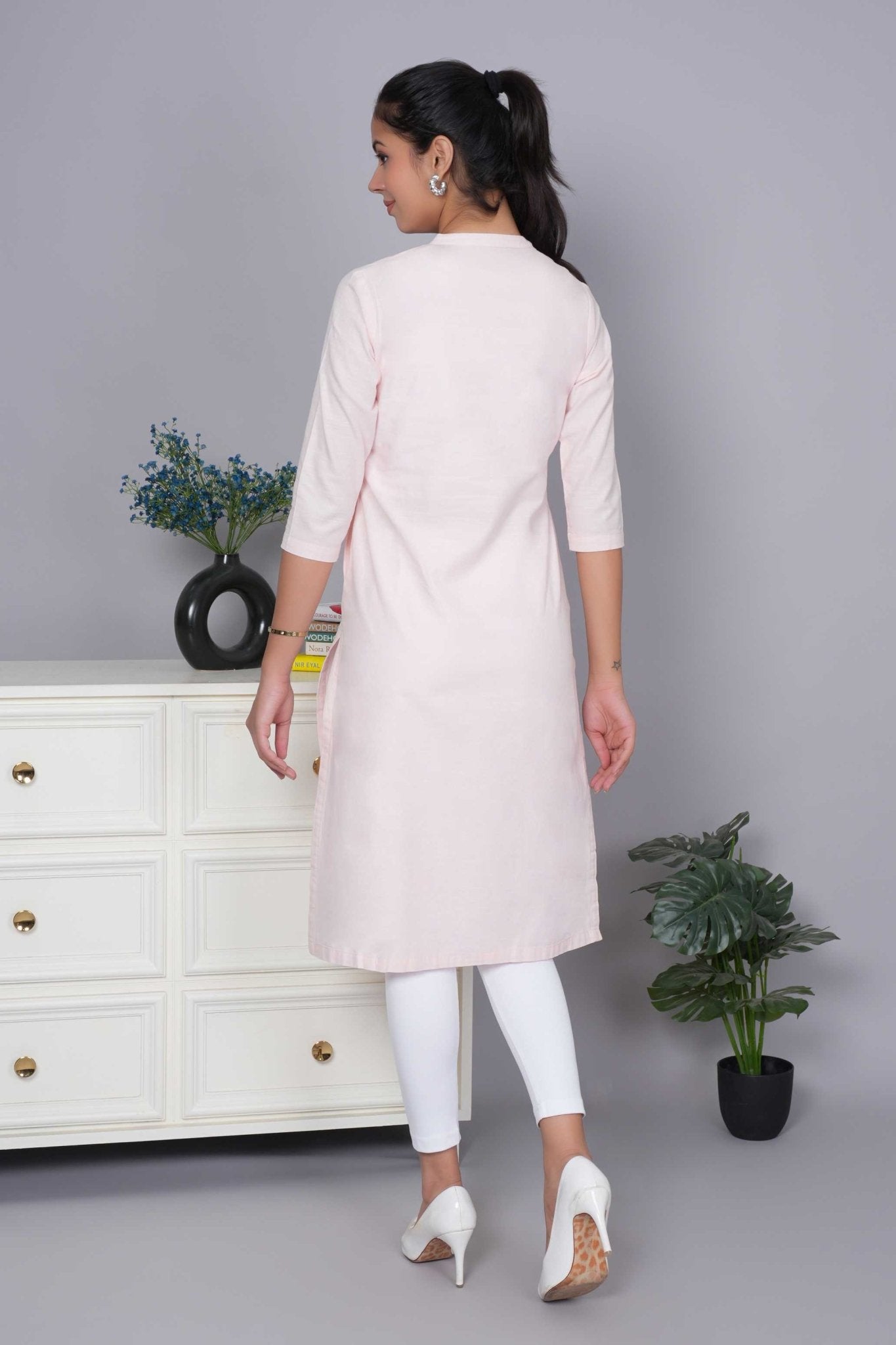 Flamingo pink 100% Premium Cotton Long Kurta - Long kurta