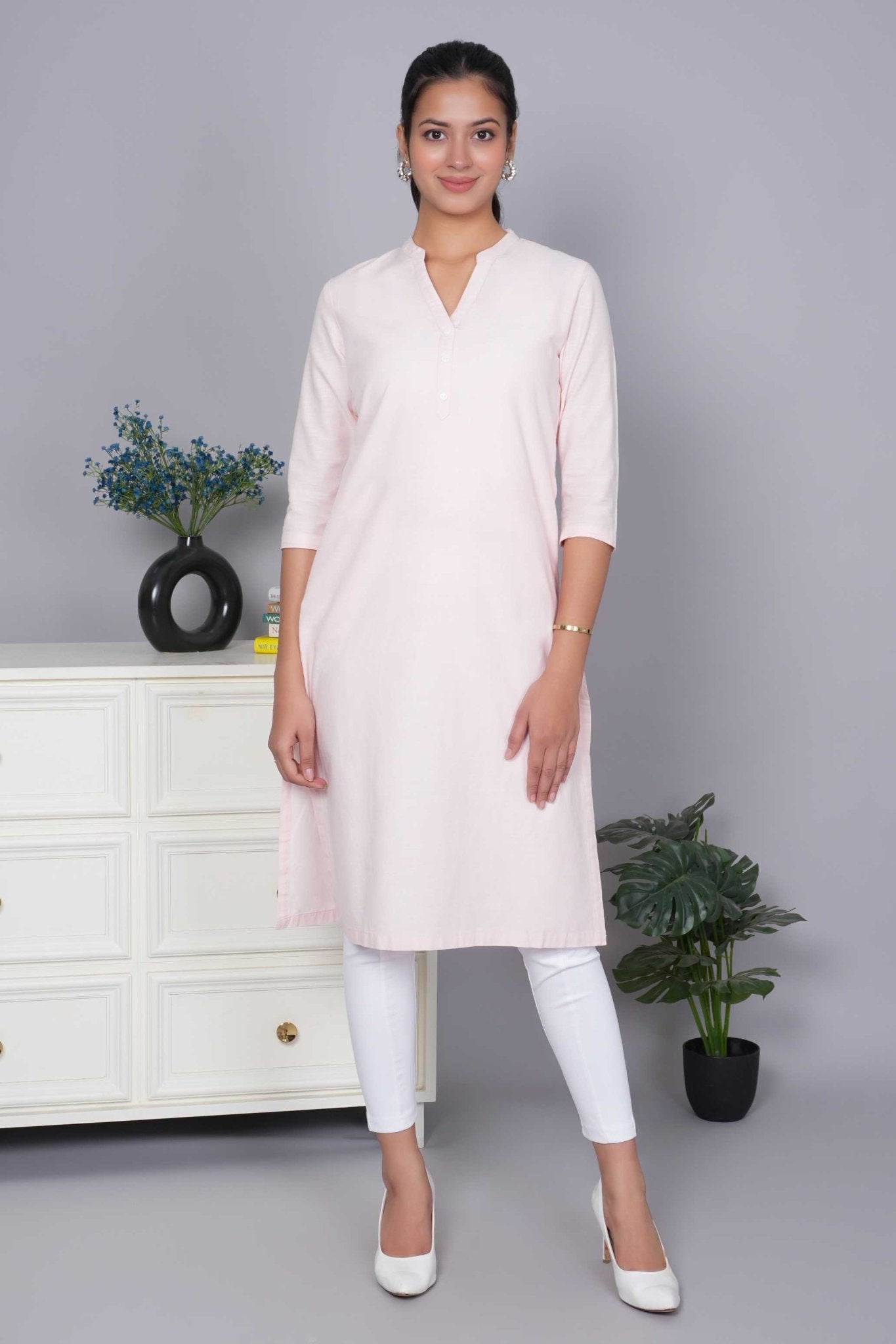 Flamingo pink 100% Premium Cotton Long Kurta - Long kurta