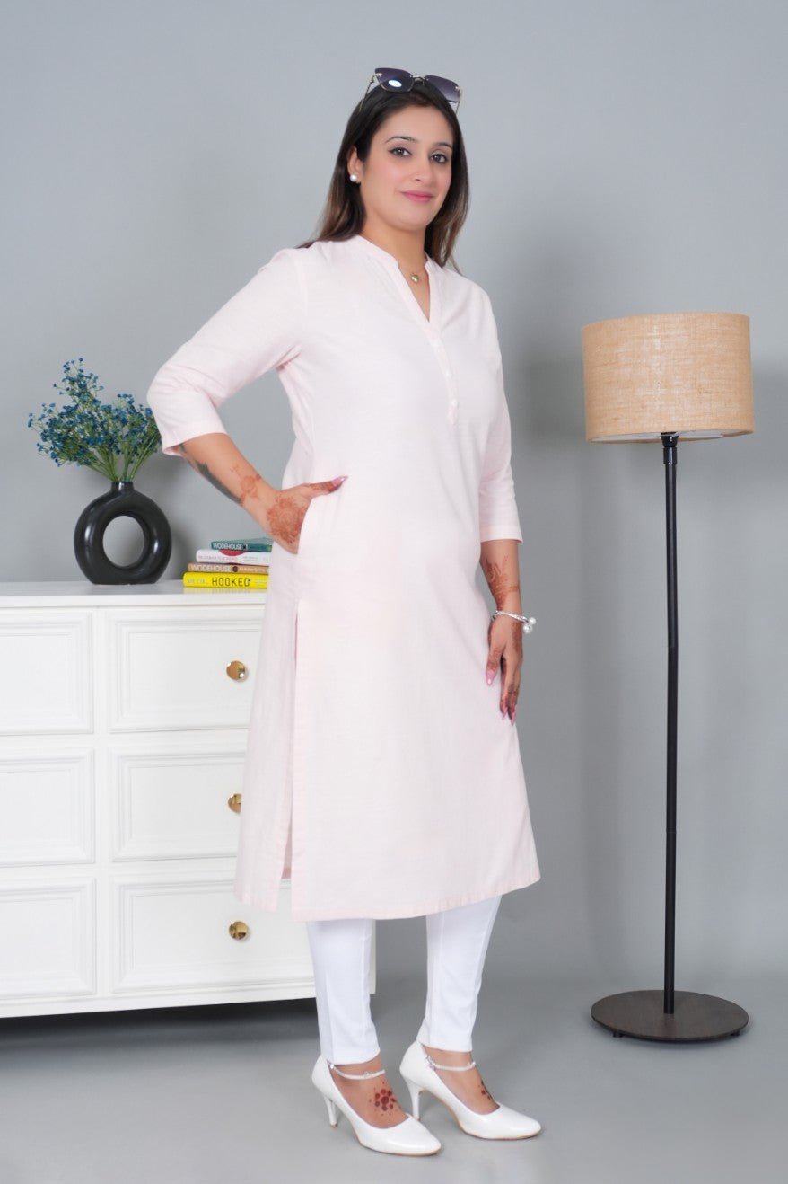 Flamingo pink 100% Premium Cotton Long Kurta - Long kurta