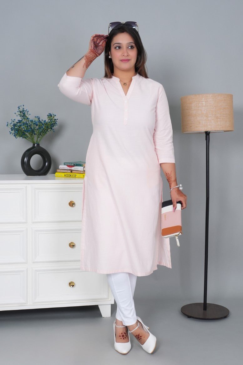 Flamingo pink 100% Premium Cotton Long Kurta - Long kurta