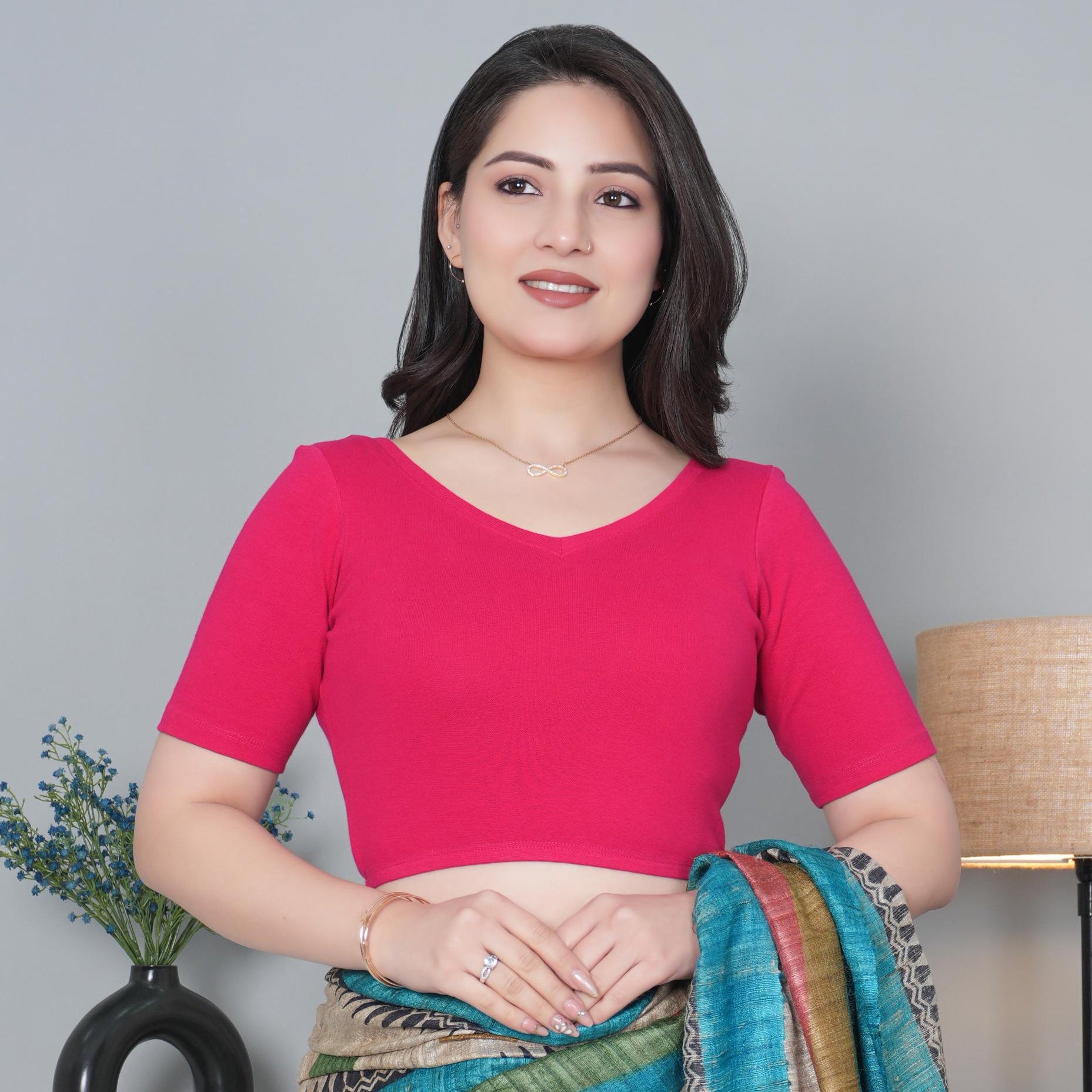 Fuchsia Rib Blouse [ 100% USA HQ Cotton, 280 GSM non transparent fabric ] - Rib blouse