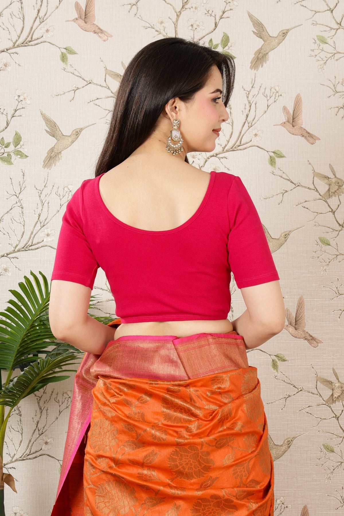 Fuchsia Rib Blouse [ 100% USA HQ Cotton, 280 GSM non transparent fabric ] -Rib blouse