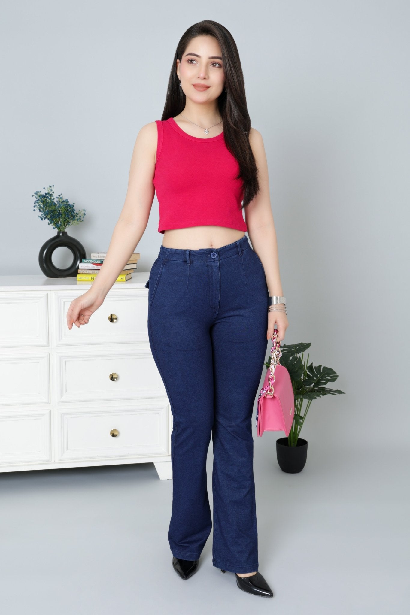 Fuchsia Rib Crop Vest [ 100% USA HQ Cotton, 280 GSM non transparent fabric ] - Rib crop vest