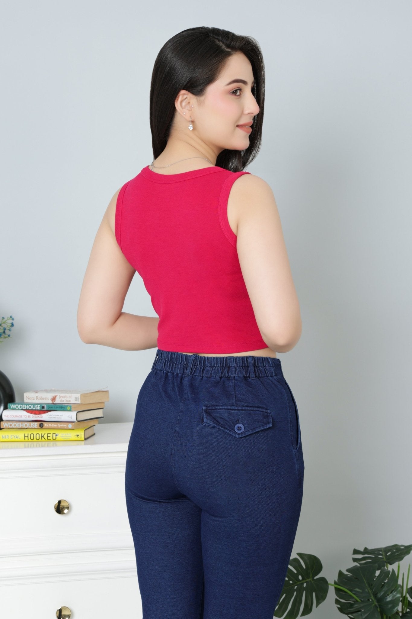 Fuchsia Rib Crop Vest [ 100% USA HQ Cotton, 280 GSM non transparent fabric ] - Rib crop vest