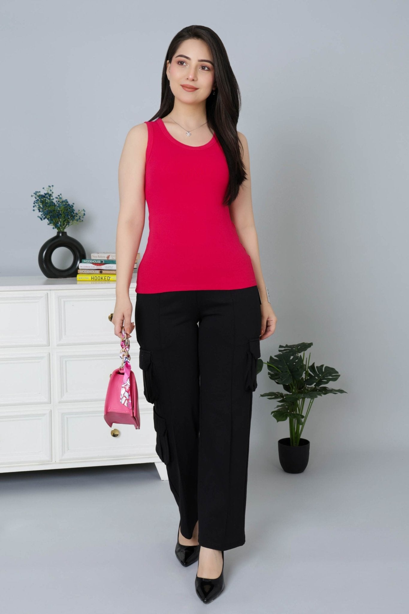 Fuchsia Rib Top [ 280 GSM non transparent fabric ] - Rib top